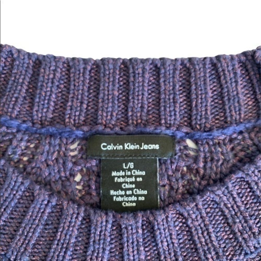 Calvin Klein Purple/Pink Cable Knit Sweater Size Large - Picture 4 of 7